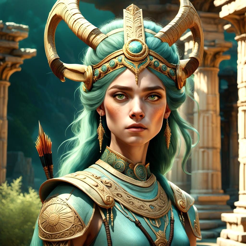 Centaur Archer Amidst Ancient Greek Ruins