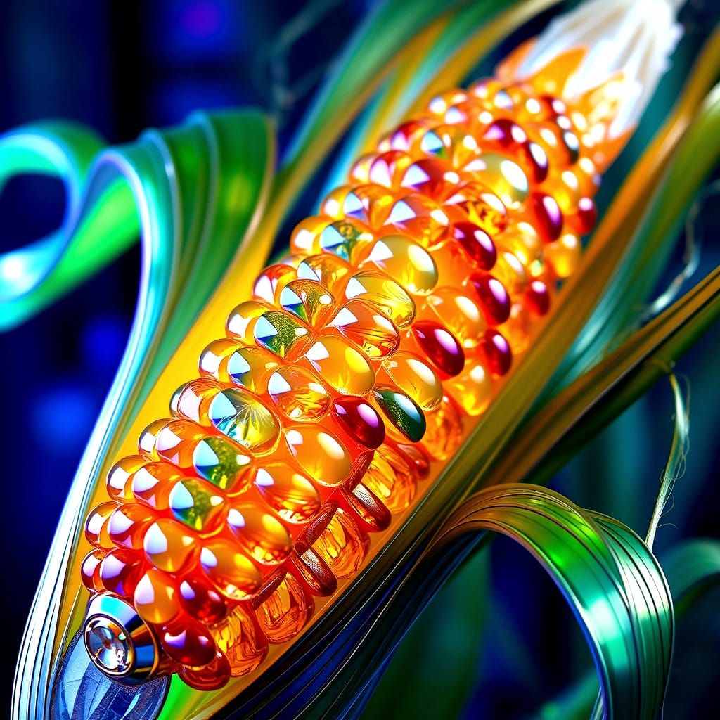 Stained Glass Corn: 3D Hyperreal Art