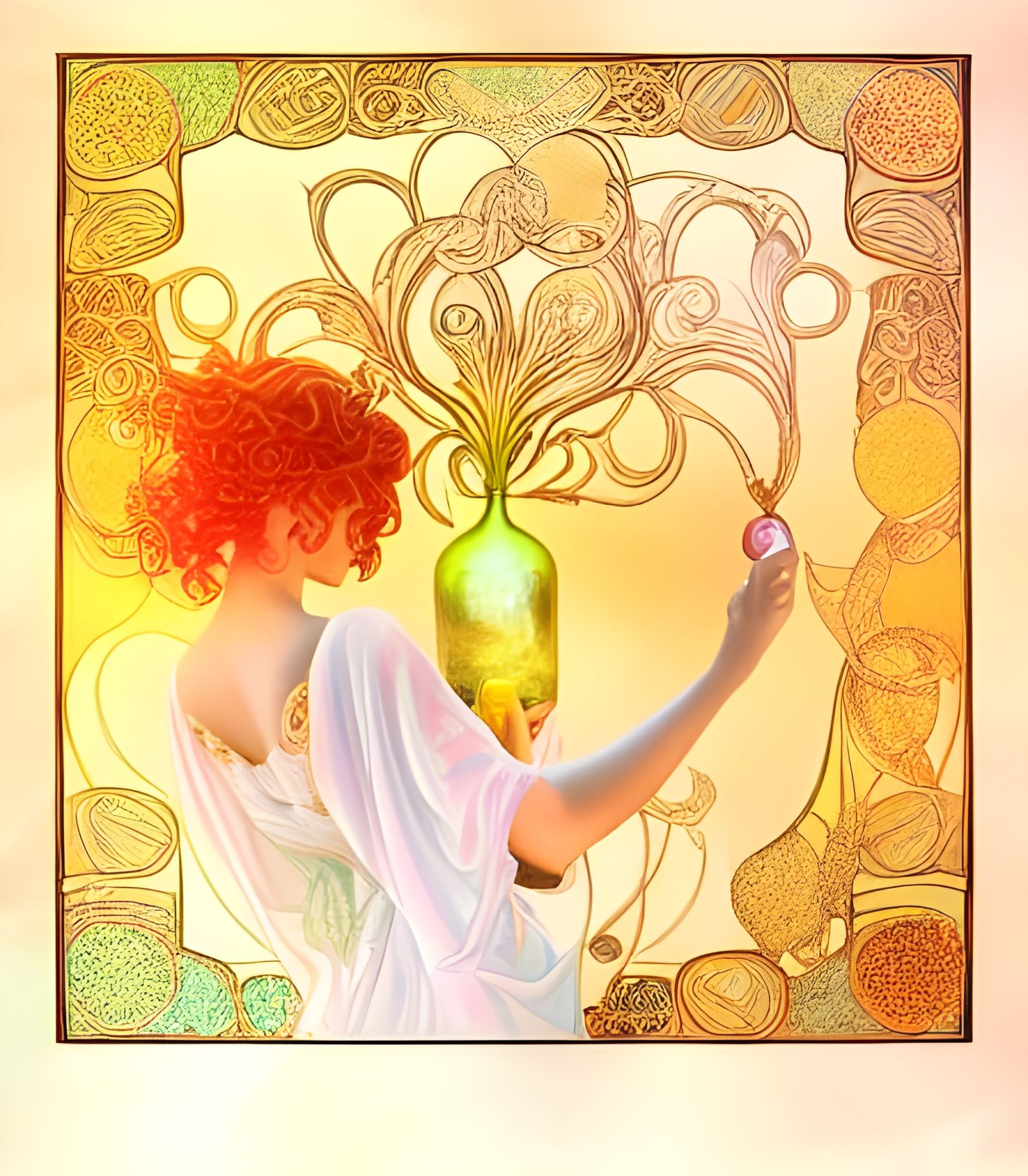 Art Nouveau Witch Potion in Klimt Style