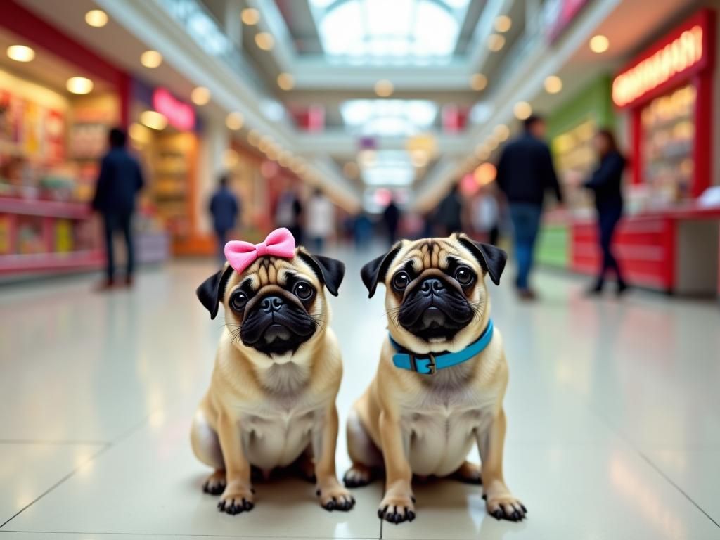Pugs in a Mall: Hyper-Realistic Still Life
