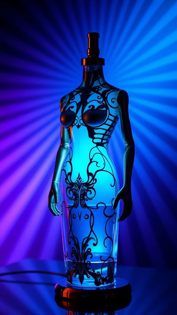 Anthropomorphic Perfume Bottle Lamp in Gaultier Style