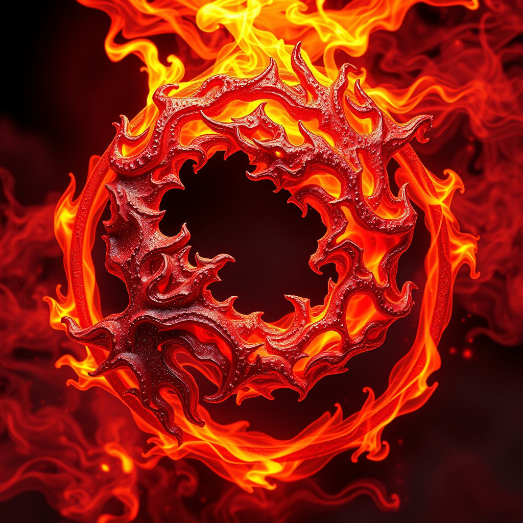 Fiery Yin Yang Symbol in Detailed Digital Painting