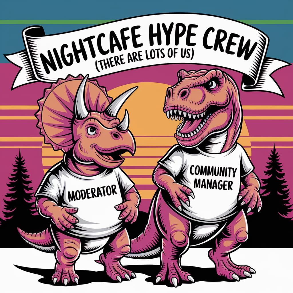 Cartoon Dinosaurs Promote Nightcafe Hype Crew