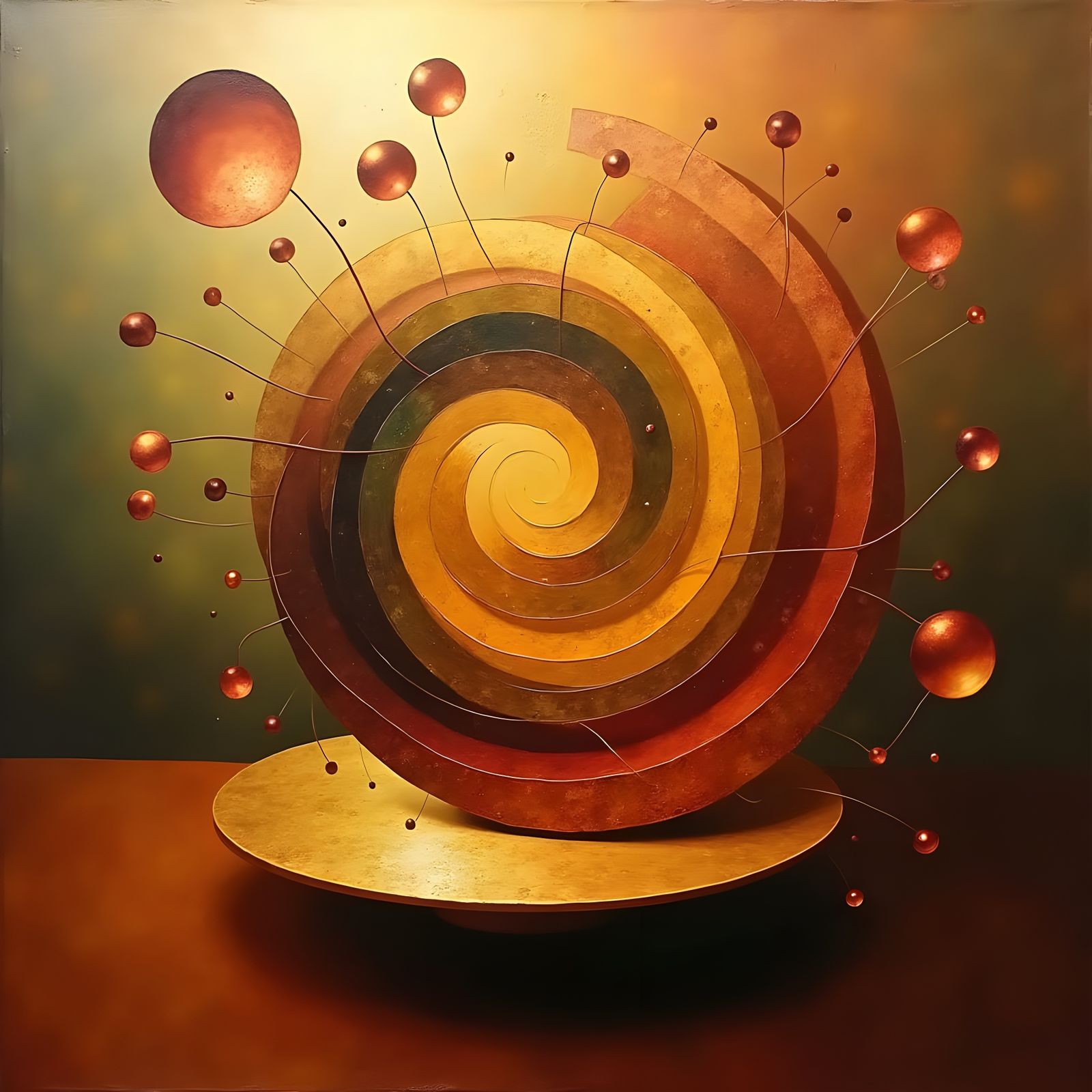 Abstract Geometric Shapes in Warm, Glowing Space