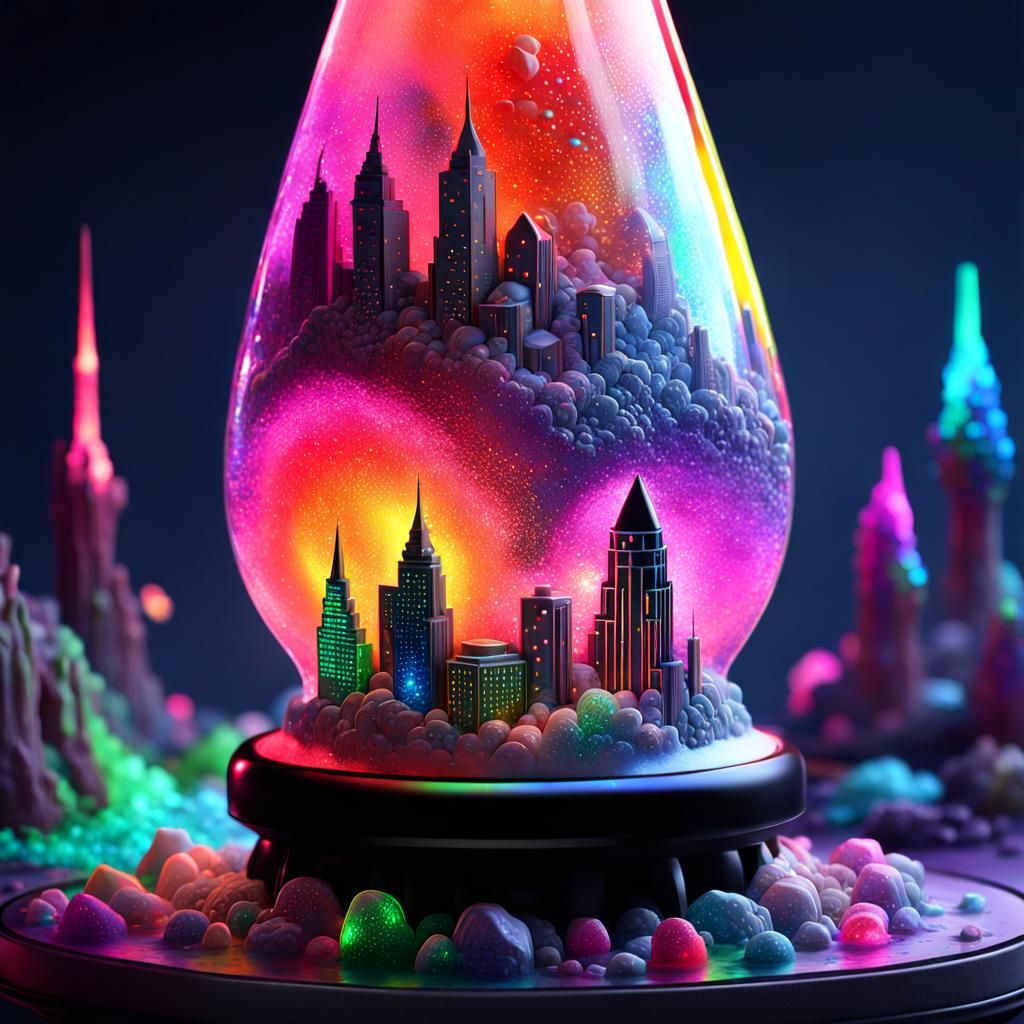 City in a Lava Lamp with Neon Accents