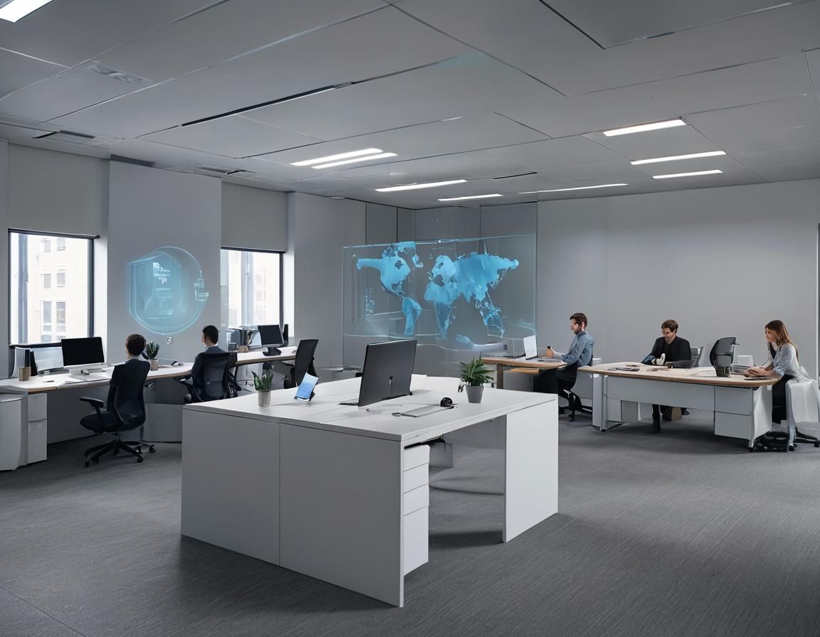 Future Office with Virtual Hologram Colleagues