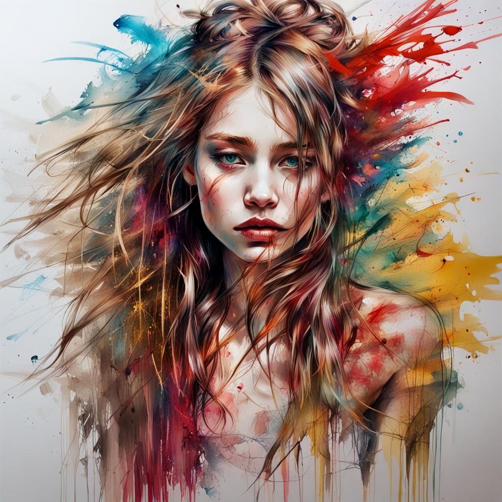 Thai Beauty on Beach in Carne Griffiths Style