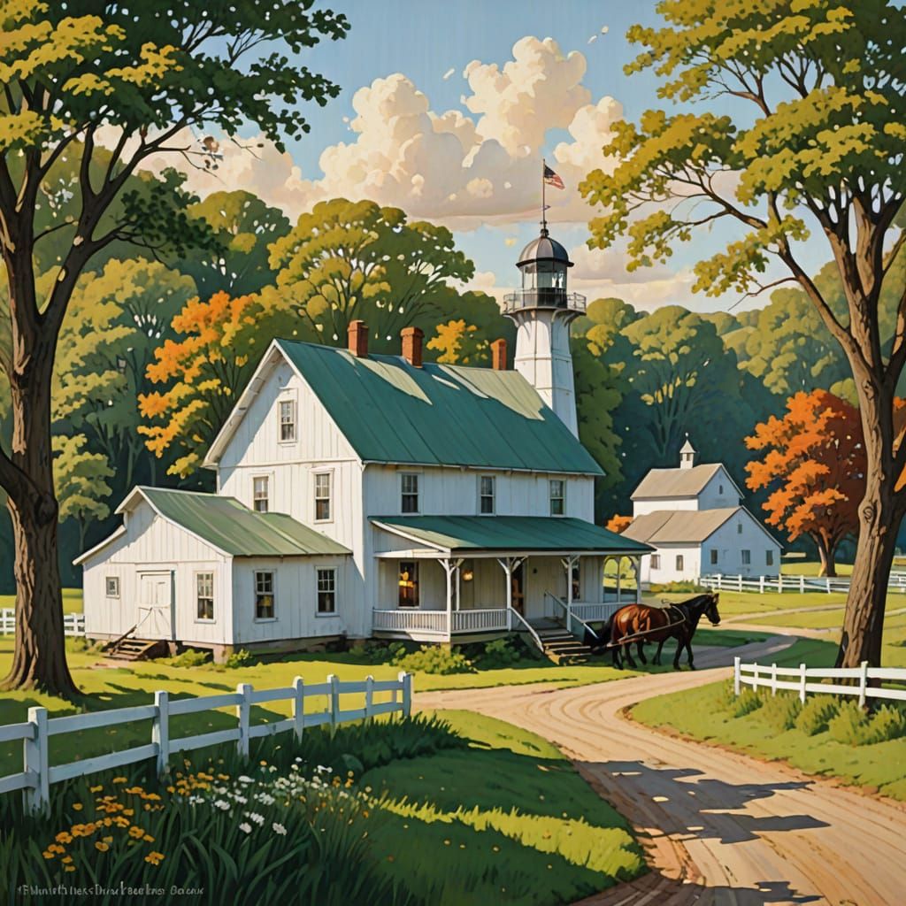 Idyllic Amish Farmstead in Indiana, Norman Rockwell Style