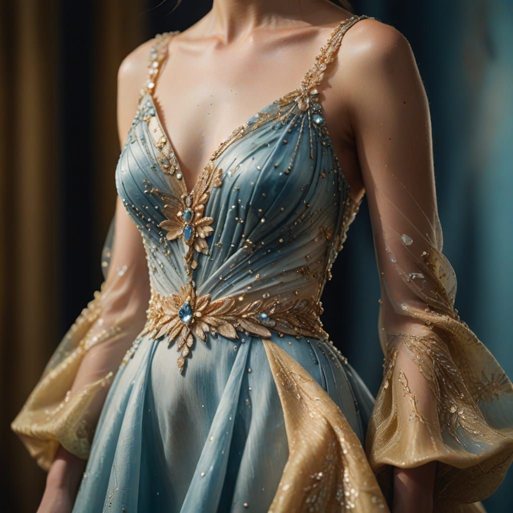 Ethereal Evening Gown in Impressionistic Style