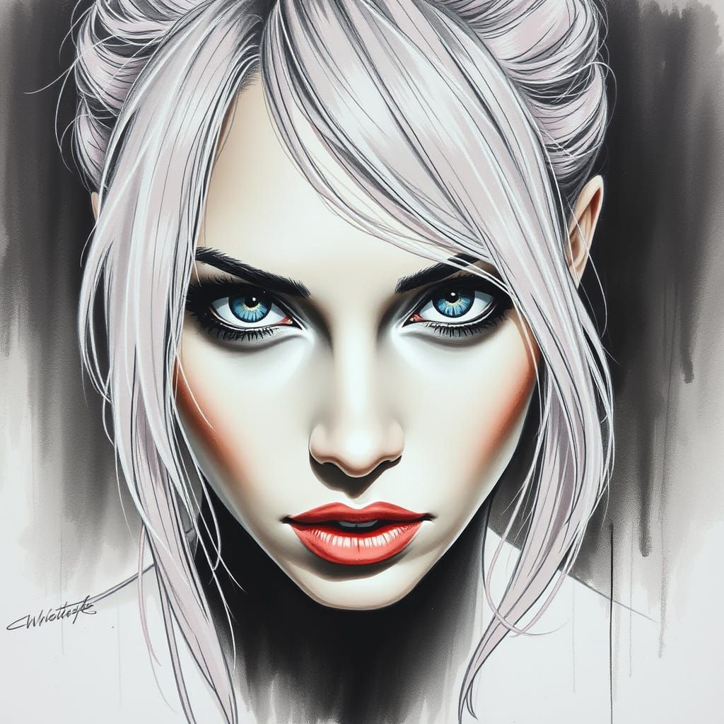 Expressionist Charcoal Sketch of a Stunning Woman