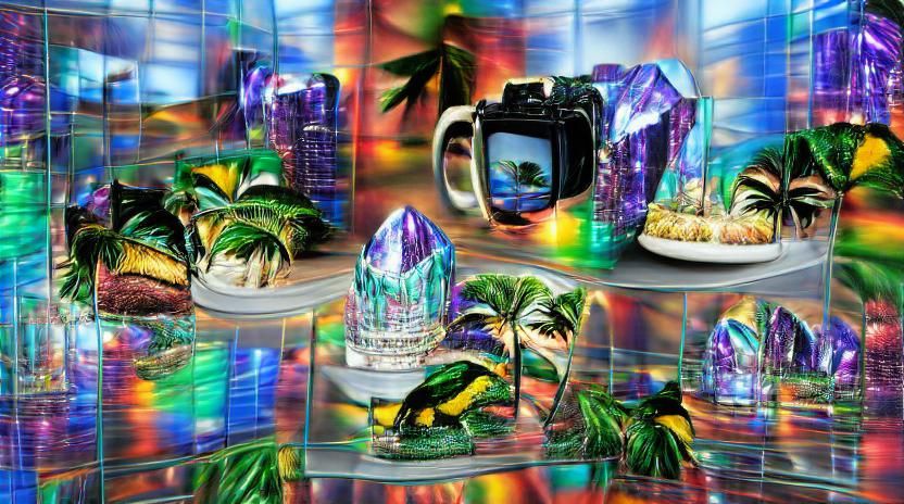 Dichroic Glass Tropical Paradise in Hyperrealism