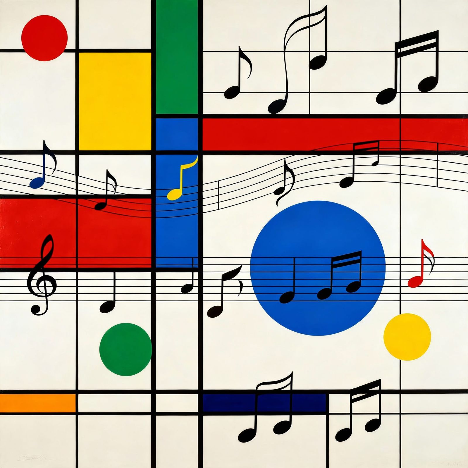 Abstract Geometric Composition with Music Notes