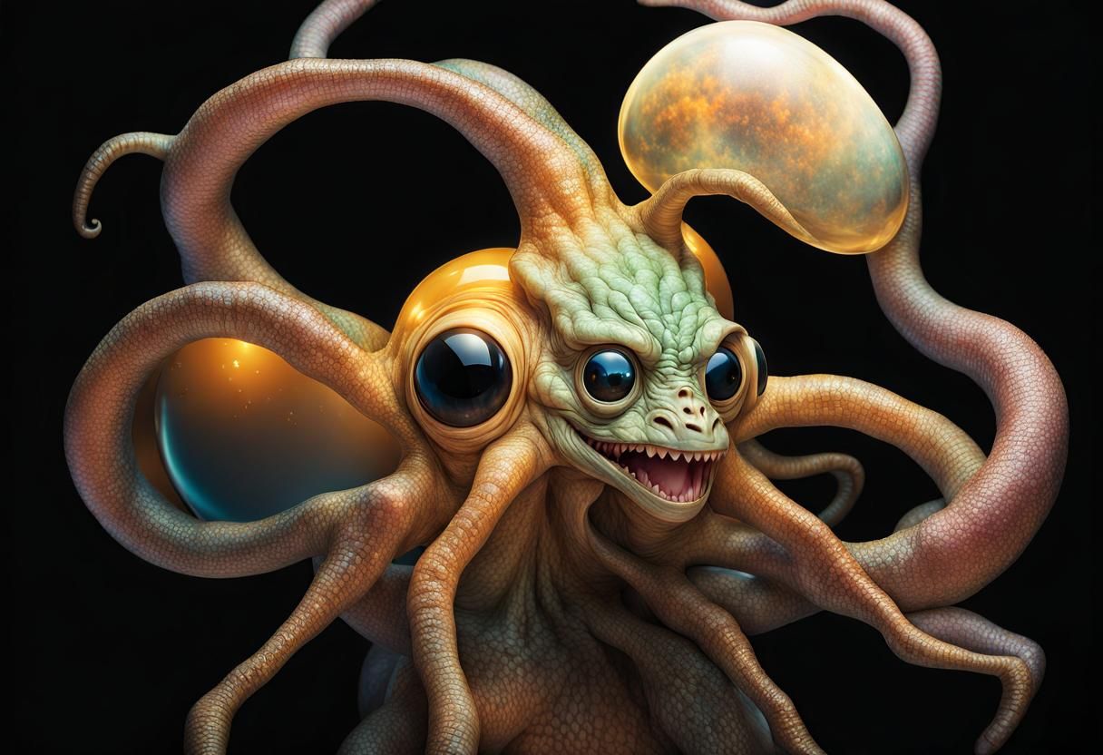 Extravagant Alien Characters in Bizarre Cosmic Dreamscape