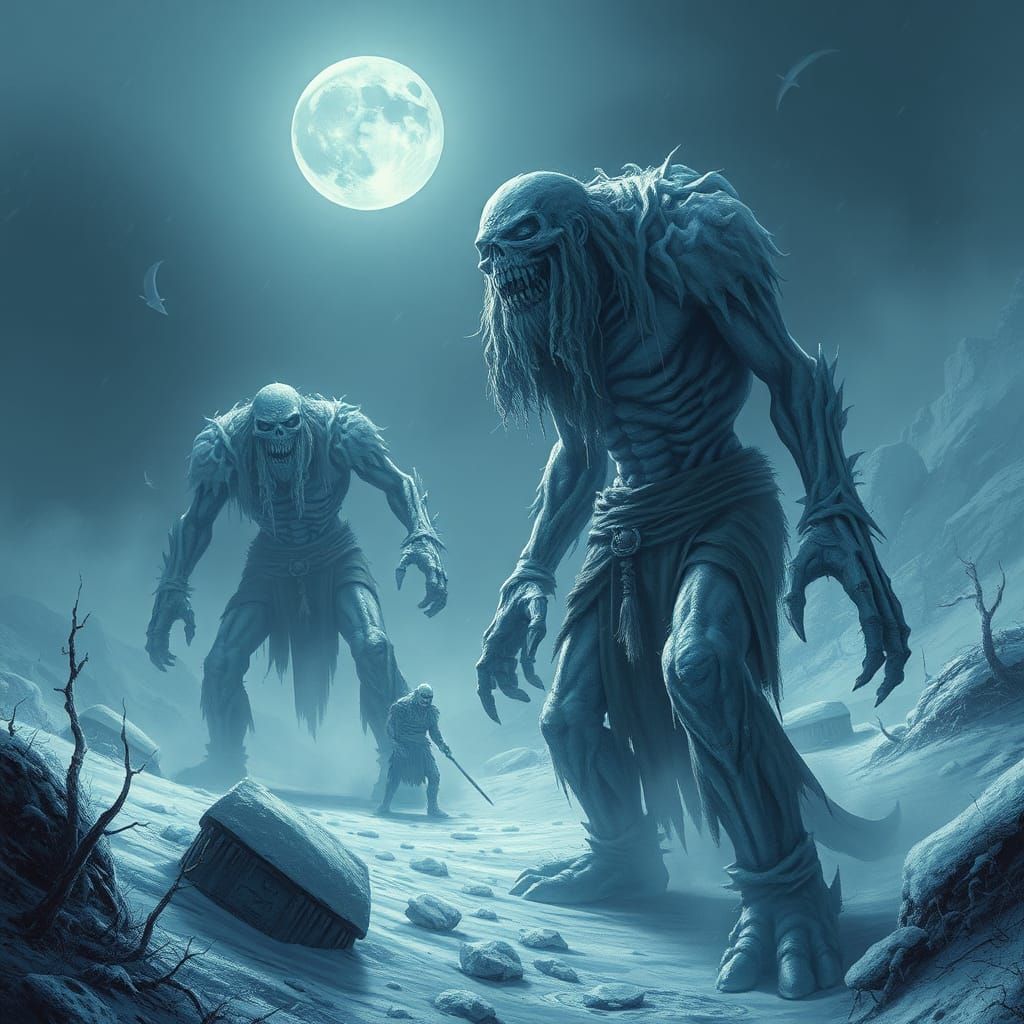 Ice Zombie Giants in Dark Winter Fantasy