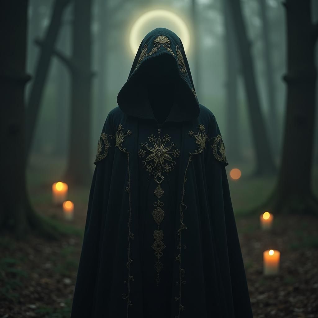 Mysterious Witch in Mystical Forest, Digital Art