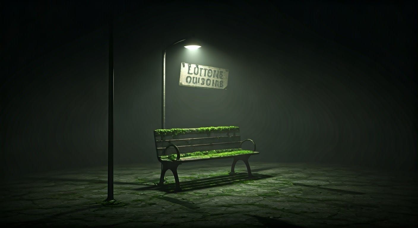 Eerie Twilight Bus Stop in Film Noir Style