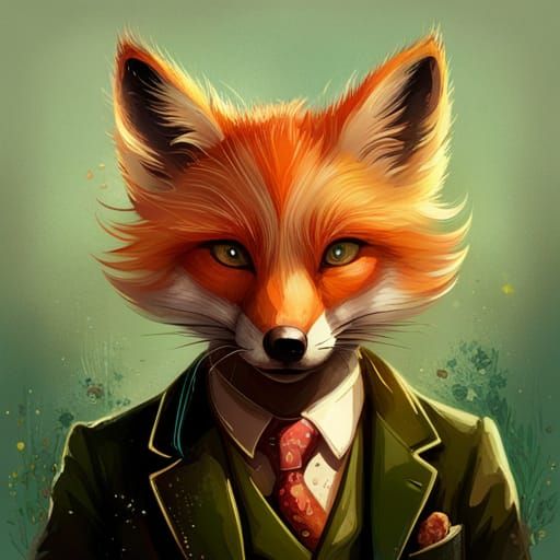 Elegant Fox Portrait in Hyperrealistic Style