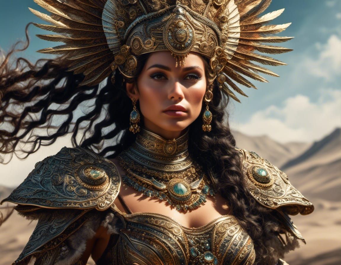 Beautiful Woman on Beach Illustration in Hyperrealistic Styl...