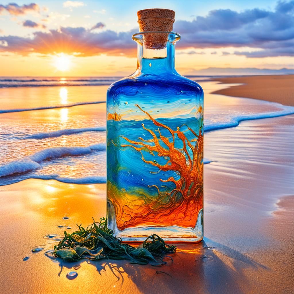 Letter in a Bottle: Sunrise Oil Painting