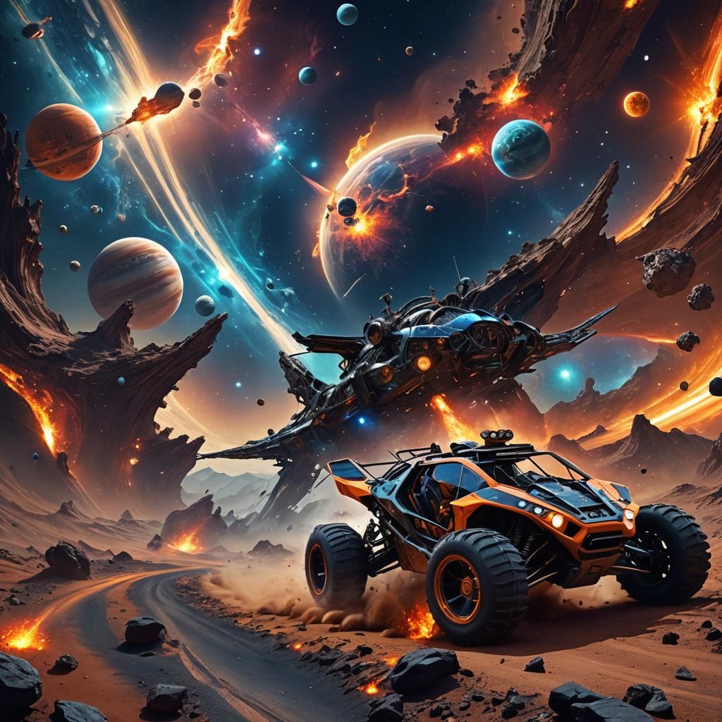 Futuristic Space Buggy in a Starry Landscape