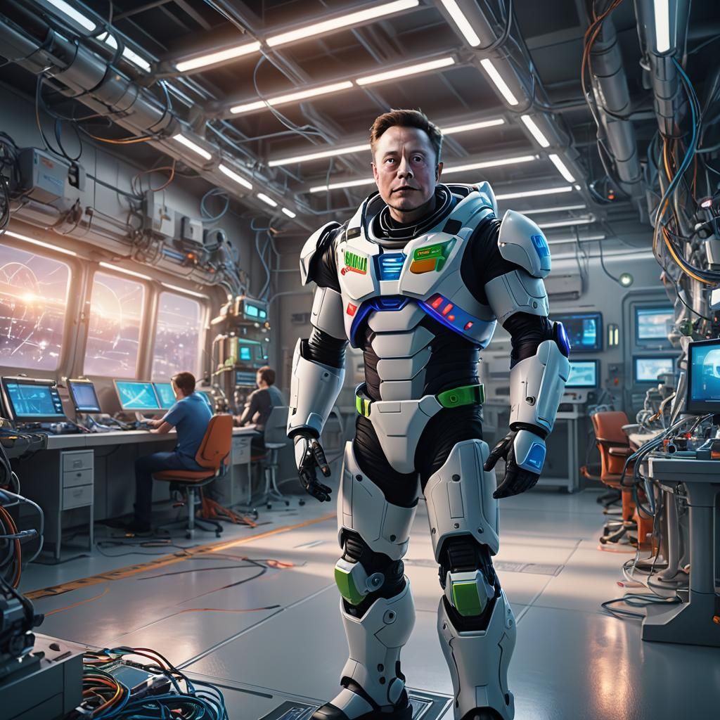 Futuristic Buzz Lightyear Suit in High-Tech Lab