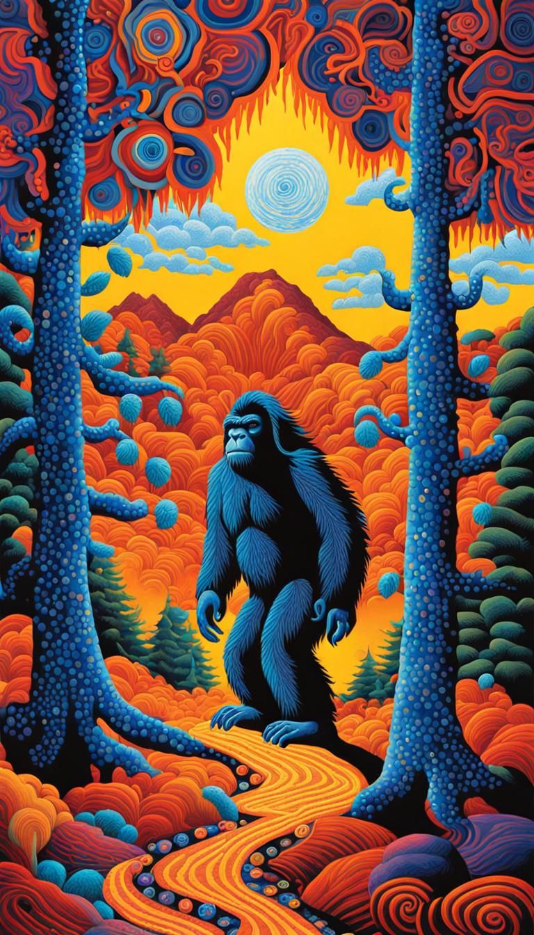 Sasquatch in Native American Art Style