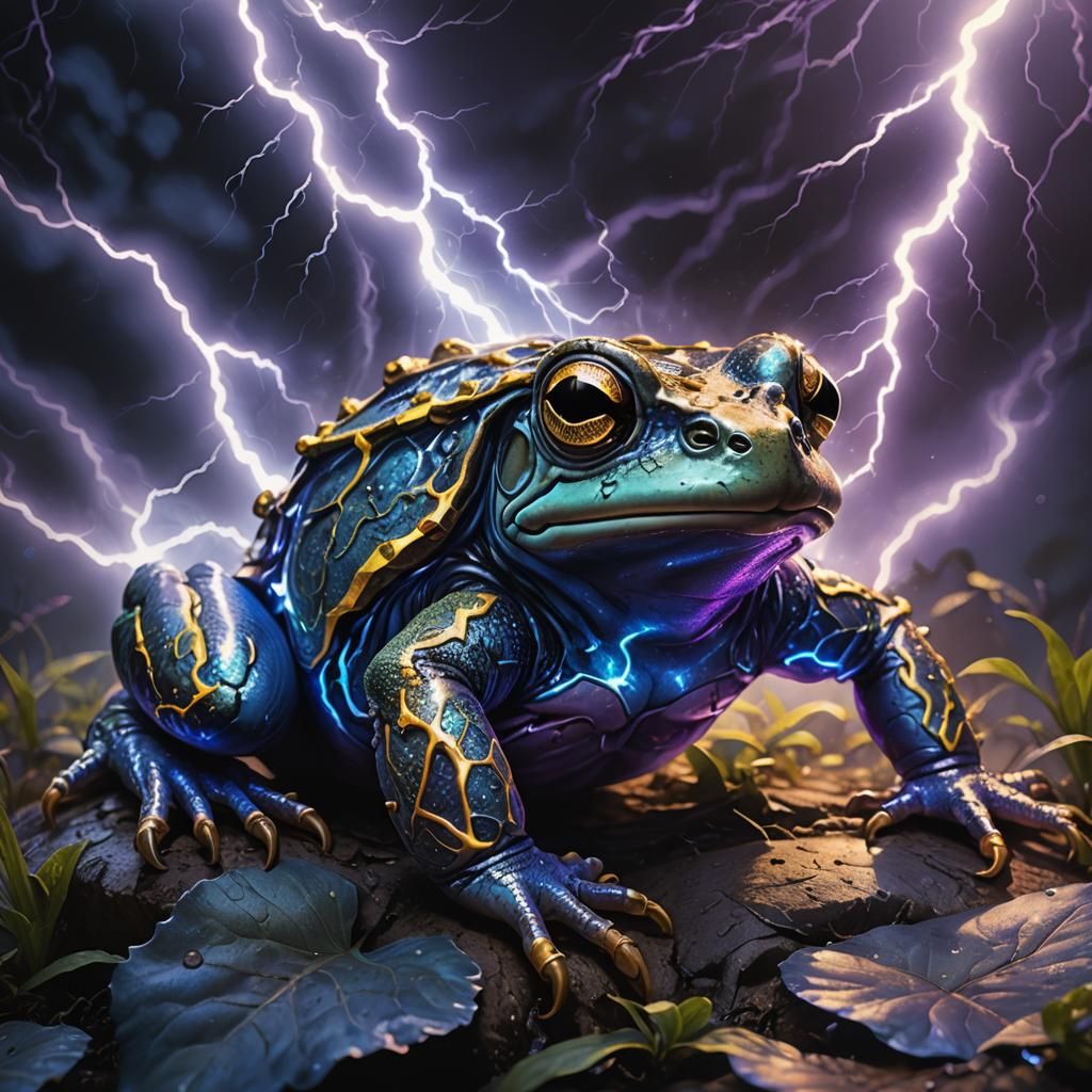 Transparent Toad with Lightning, in Dark Fantasy Style