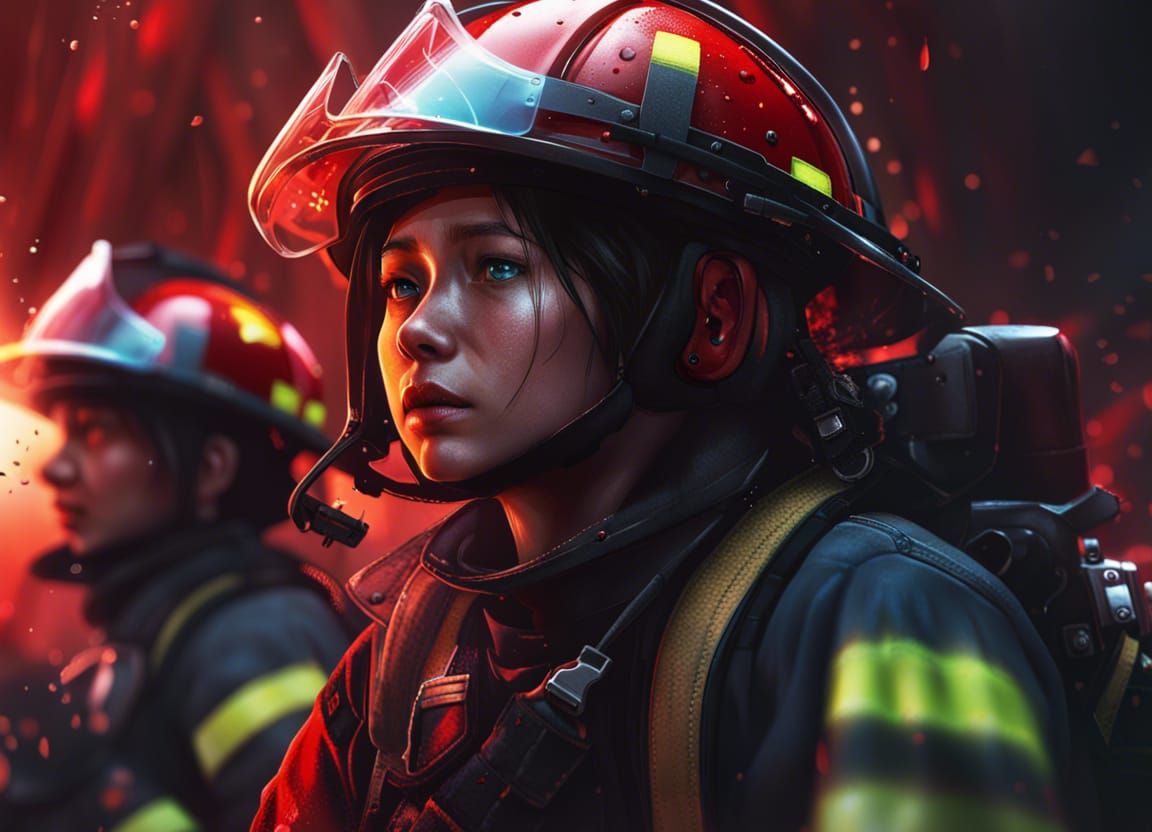Hyper Detailed Firefighters in Bright 8K Concept Art