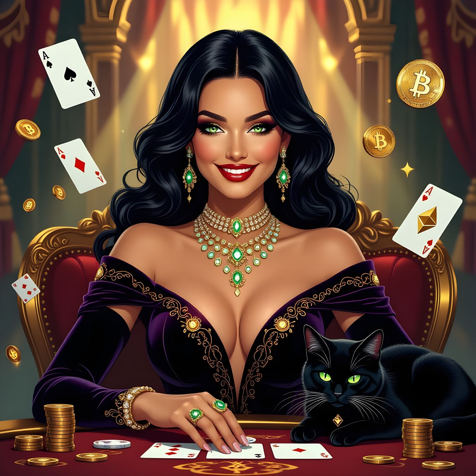 Lady Luck Reigns in Cyberpunk Art Deco Lounge