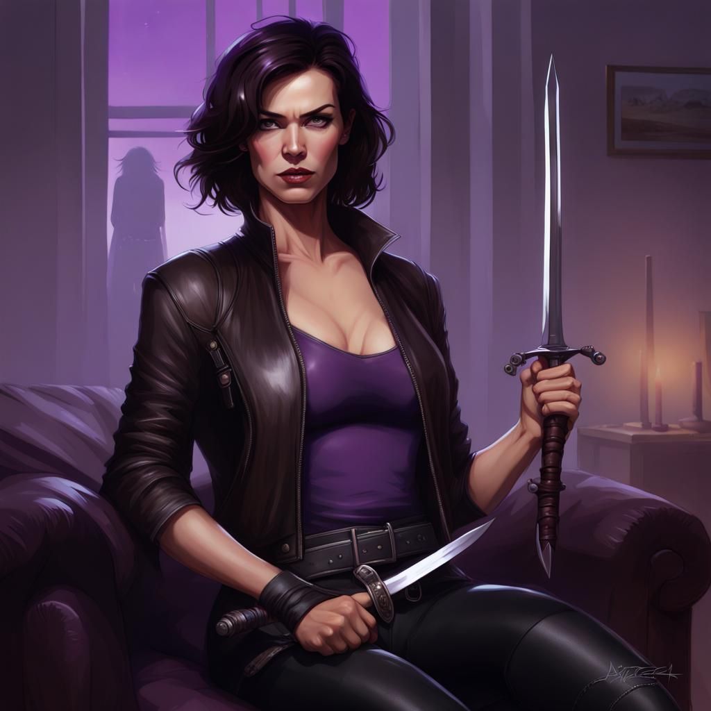 Highlander - Amanda (Elizabeth Gracen) prepared to defend herself