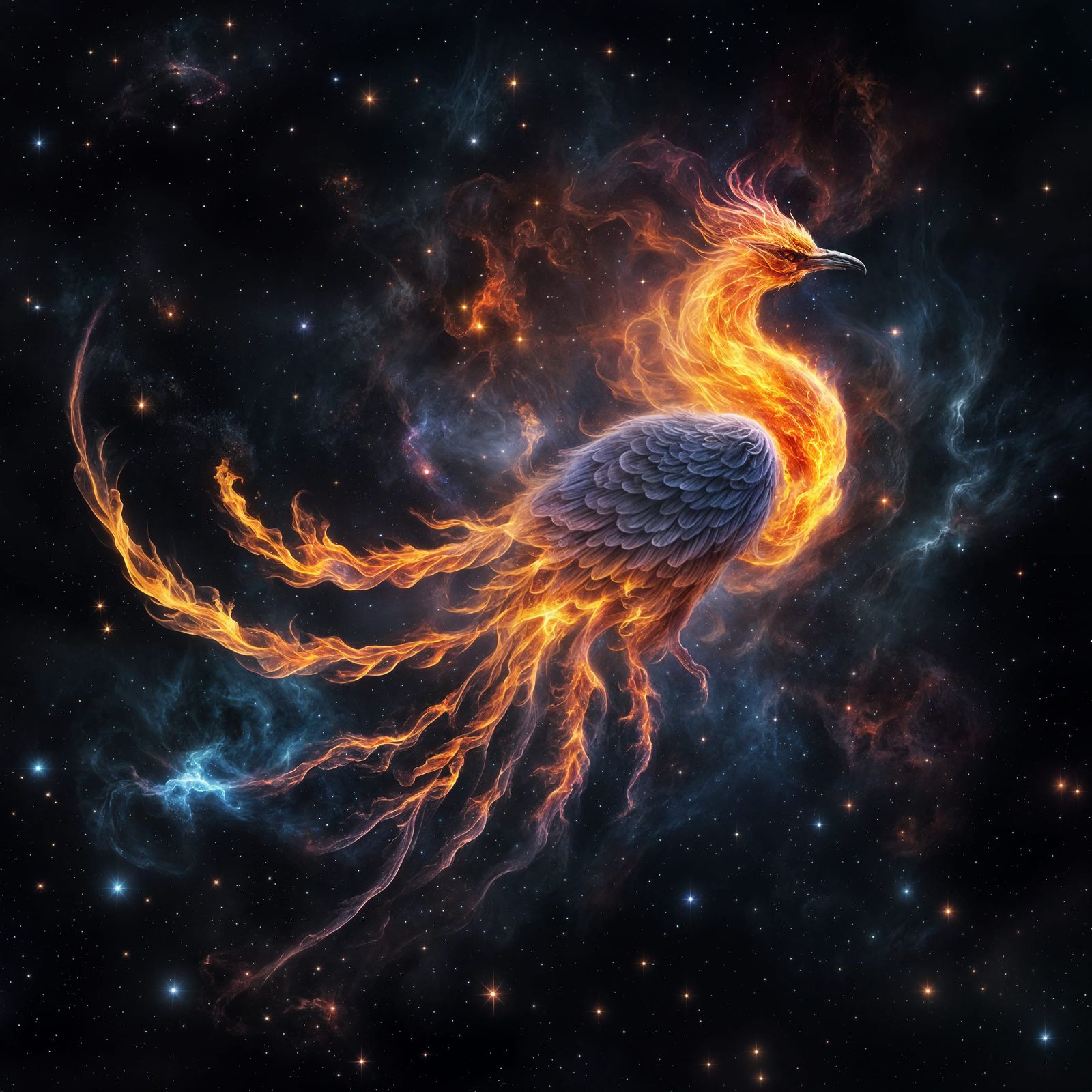 Astral Phoenix in Cosmic Flames