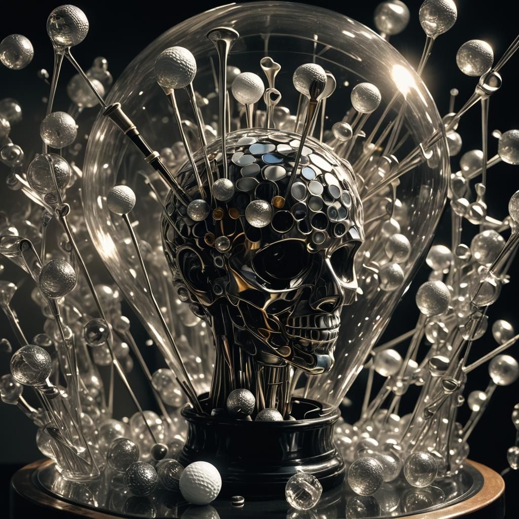 Surreal Head Sculpture Formed From Golf Equipment