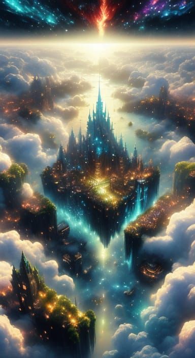 <lora:Flying heaven v2:1.0> Digital art, wallpaper, architec...