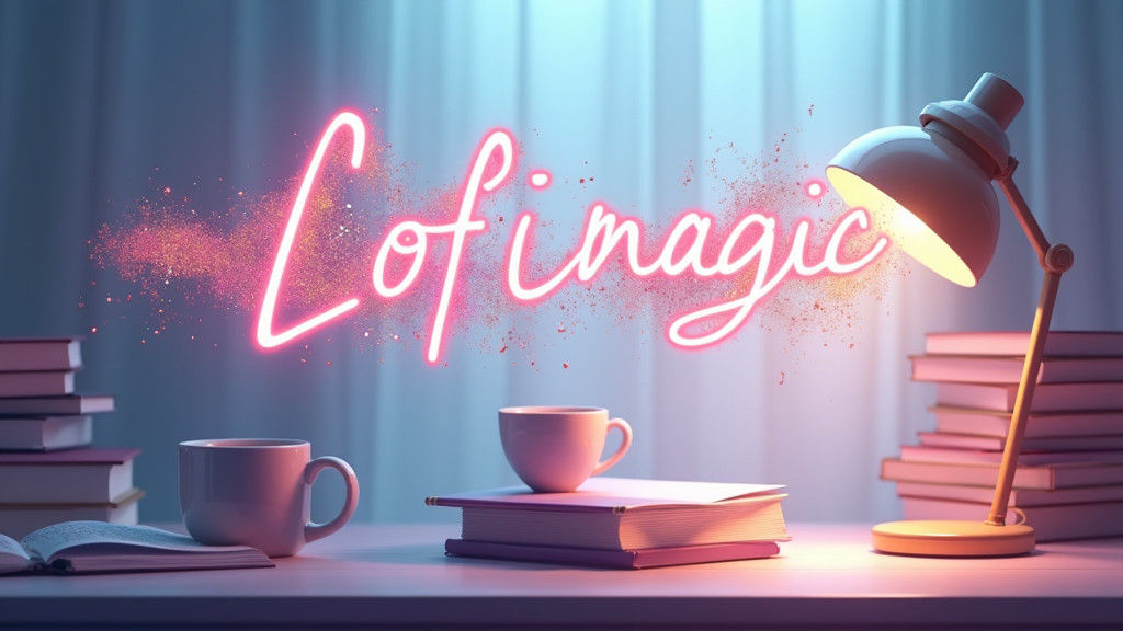 Cozy Lofi Study Scene with Pastel Sound Waves