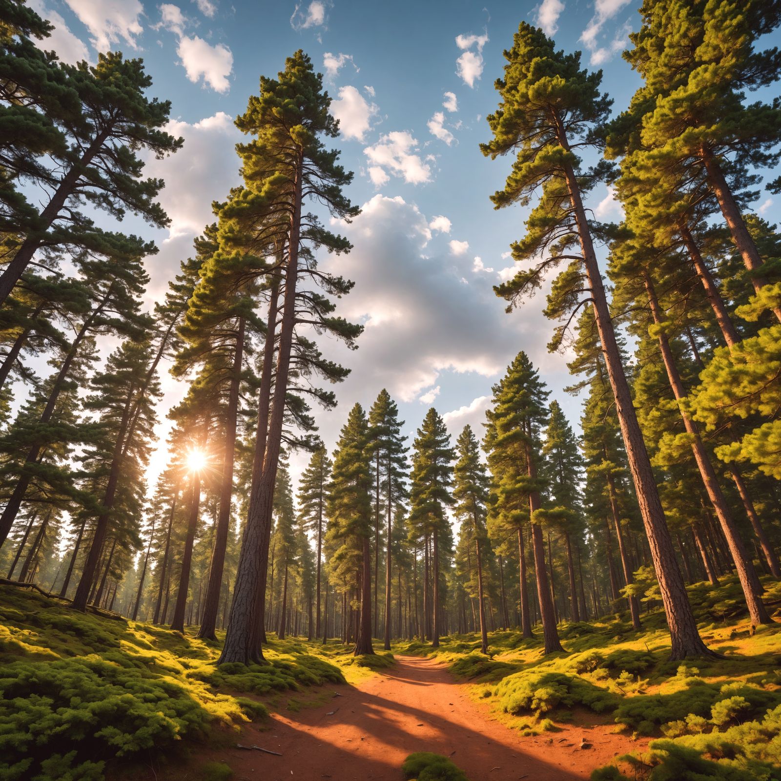 Hyperrealistic Pine Forest in Cinematic Style