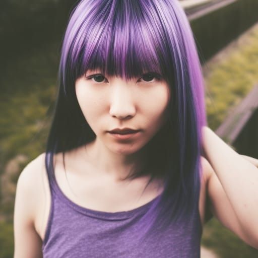 Anime Girl Portrait in Skatepark, Hyperdetailed Illustration