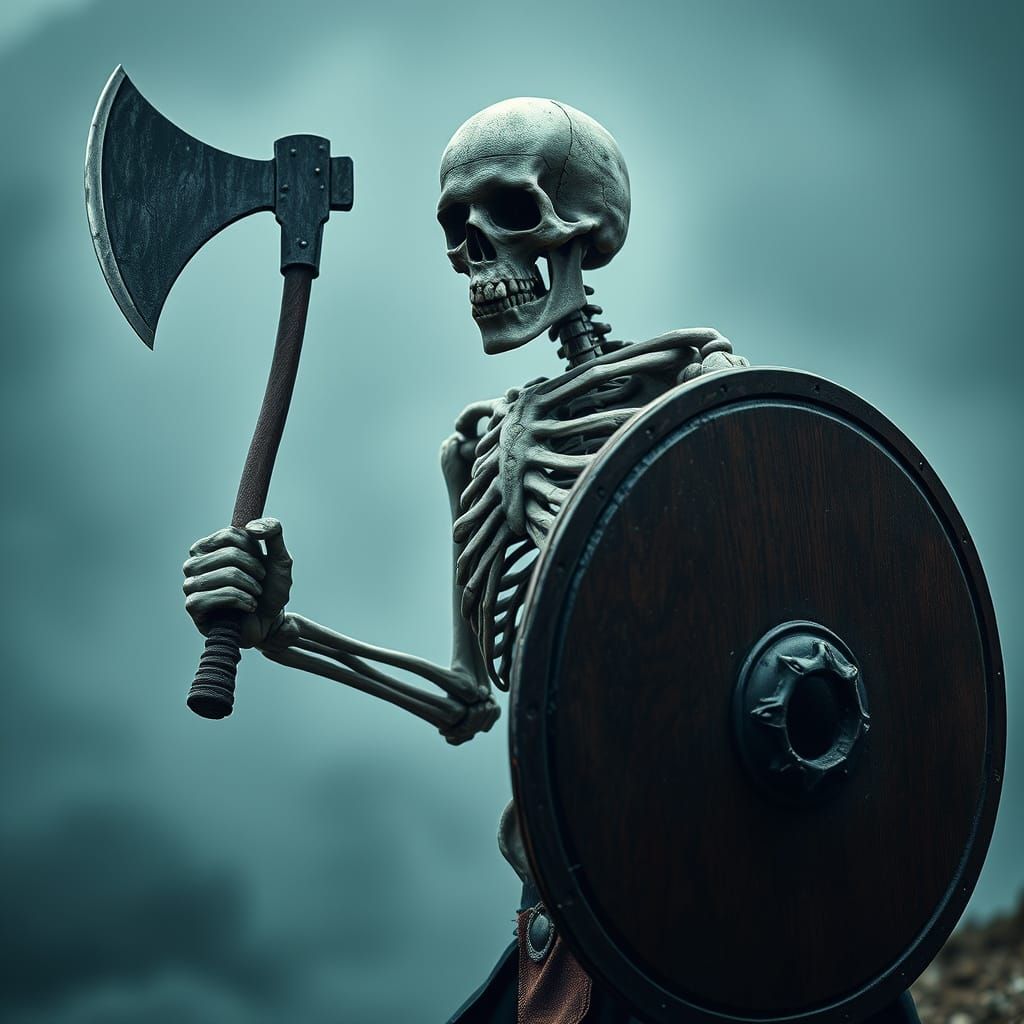 Hyperrealistic Skeleton Warrior in Cinematic HDR