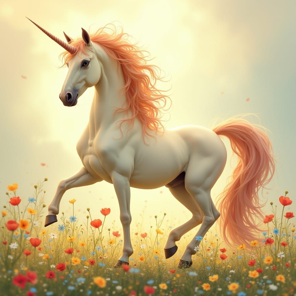 Ethereal Unicorn in Vibrant Art Nouveau Style