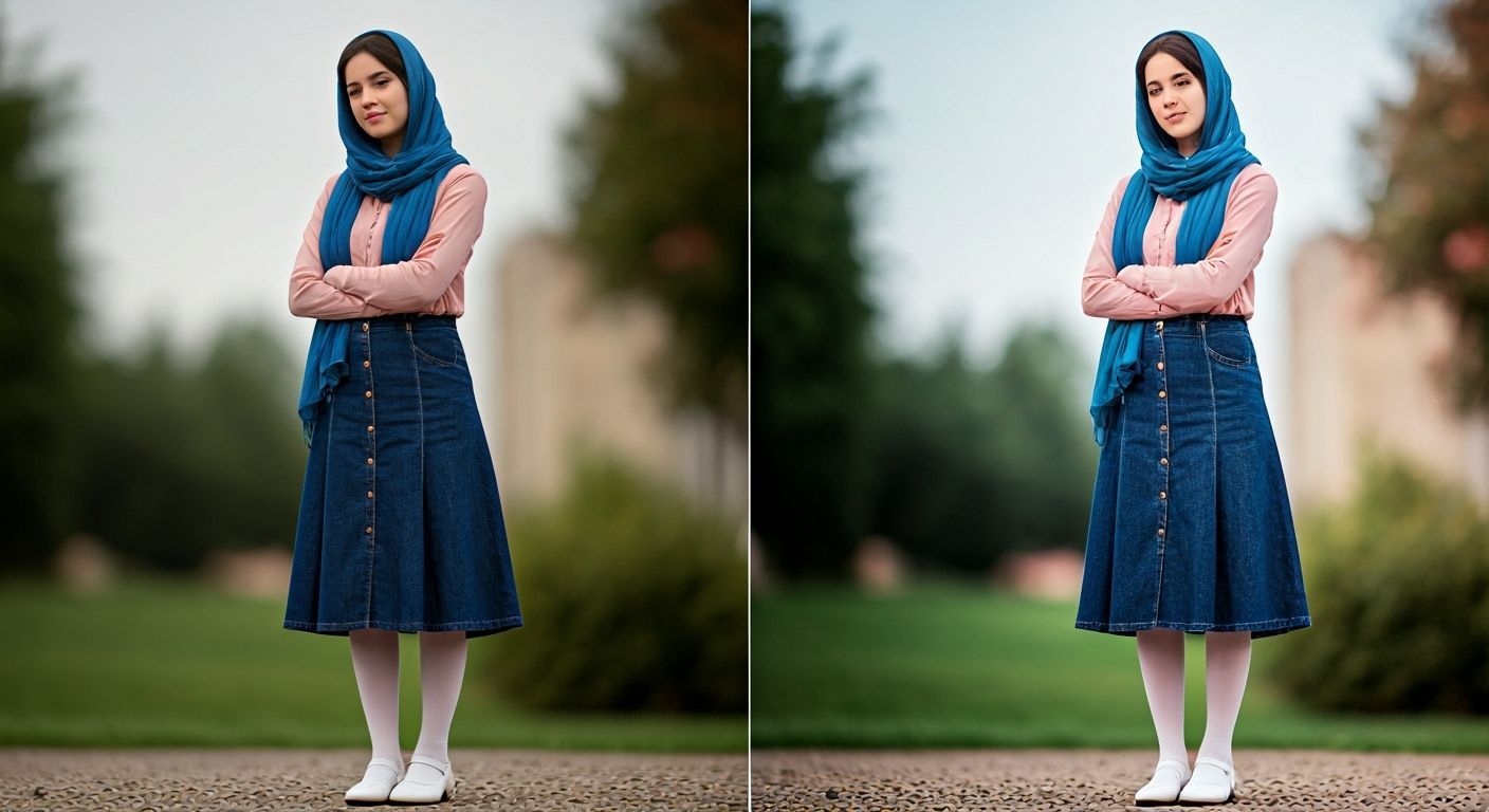 Young Woman in Tichel: Cinematic Film Still