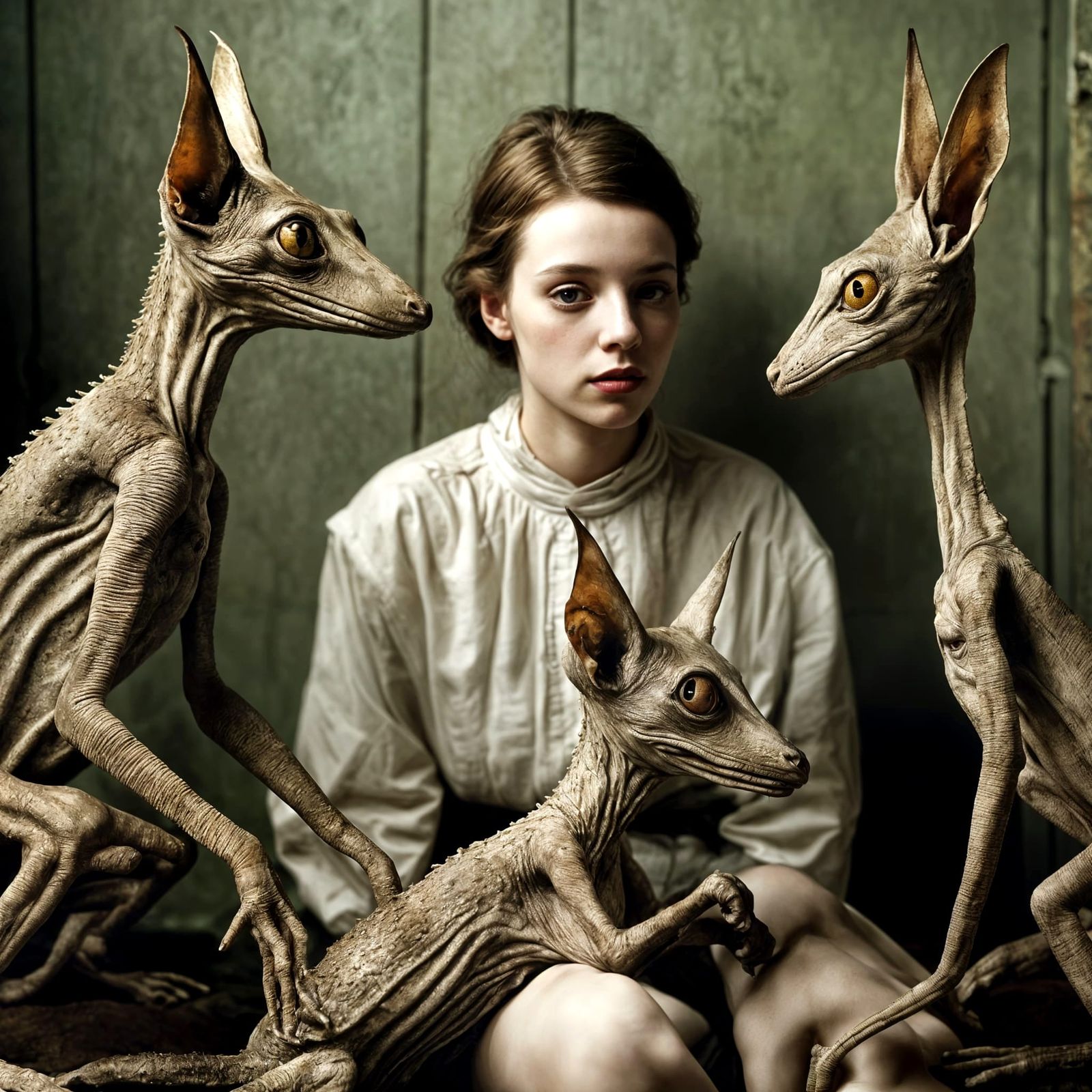 Ethereal Alien People and Pets in Photorealistic Style