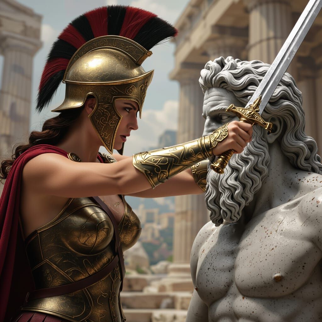 Athena's Emergence: A Photorealistic Rendition