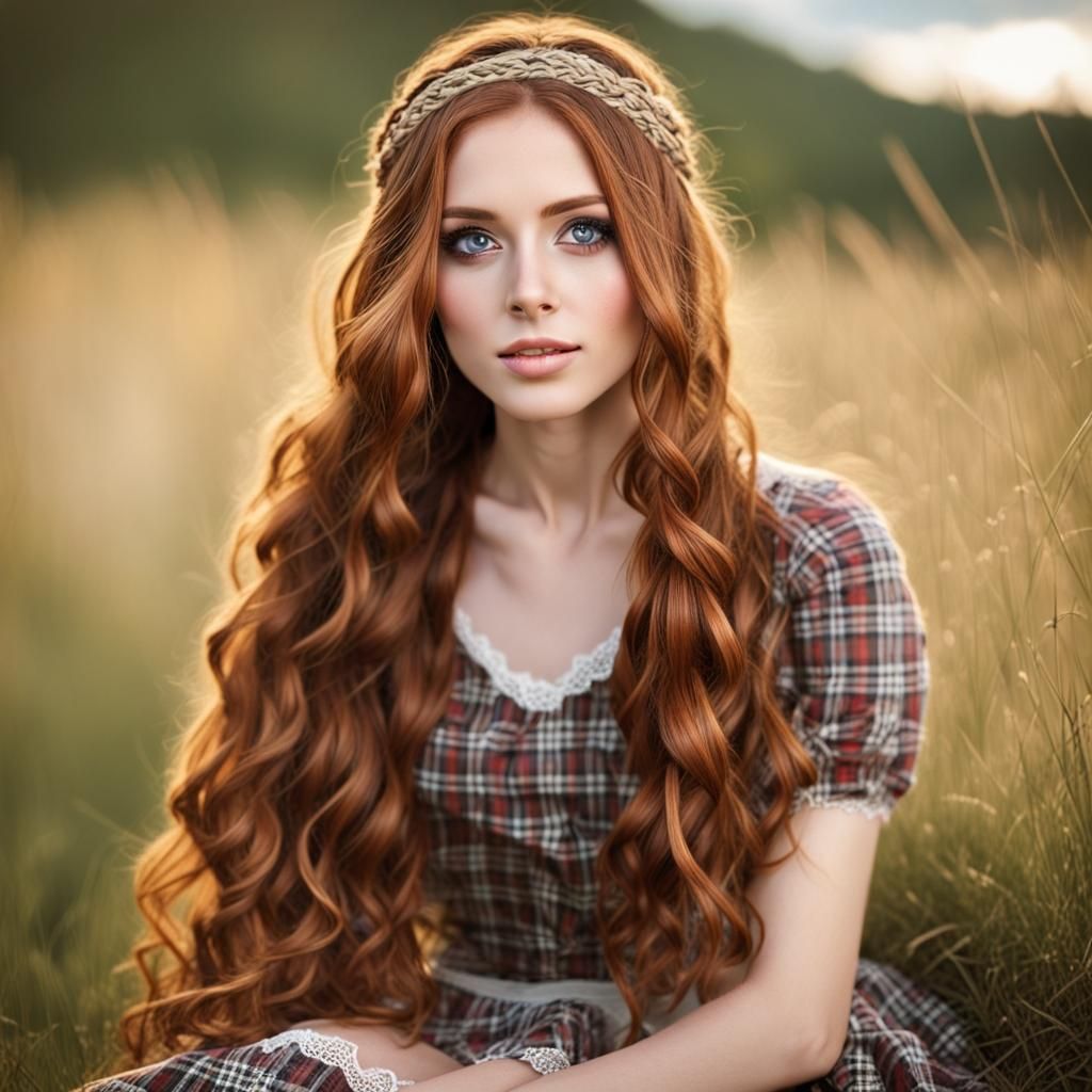 Auburn-Haired Woman with Braids on Highlands