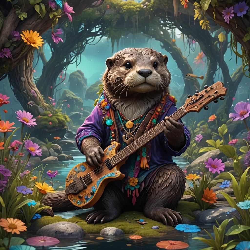 Hippie Otter in Detailed Matte Painting