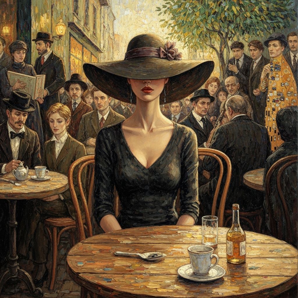 Bohemian Woman at Cafe in Golden Hour Light