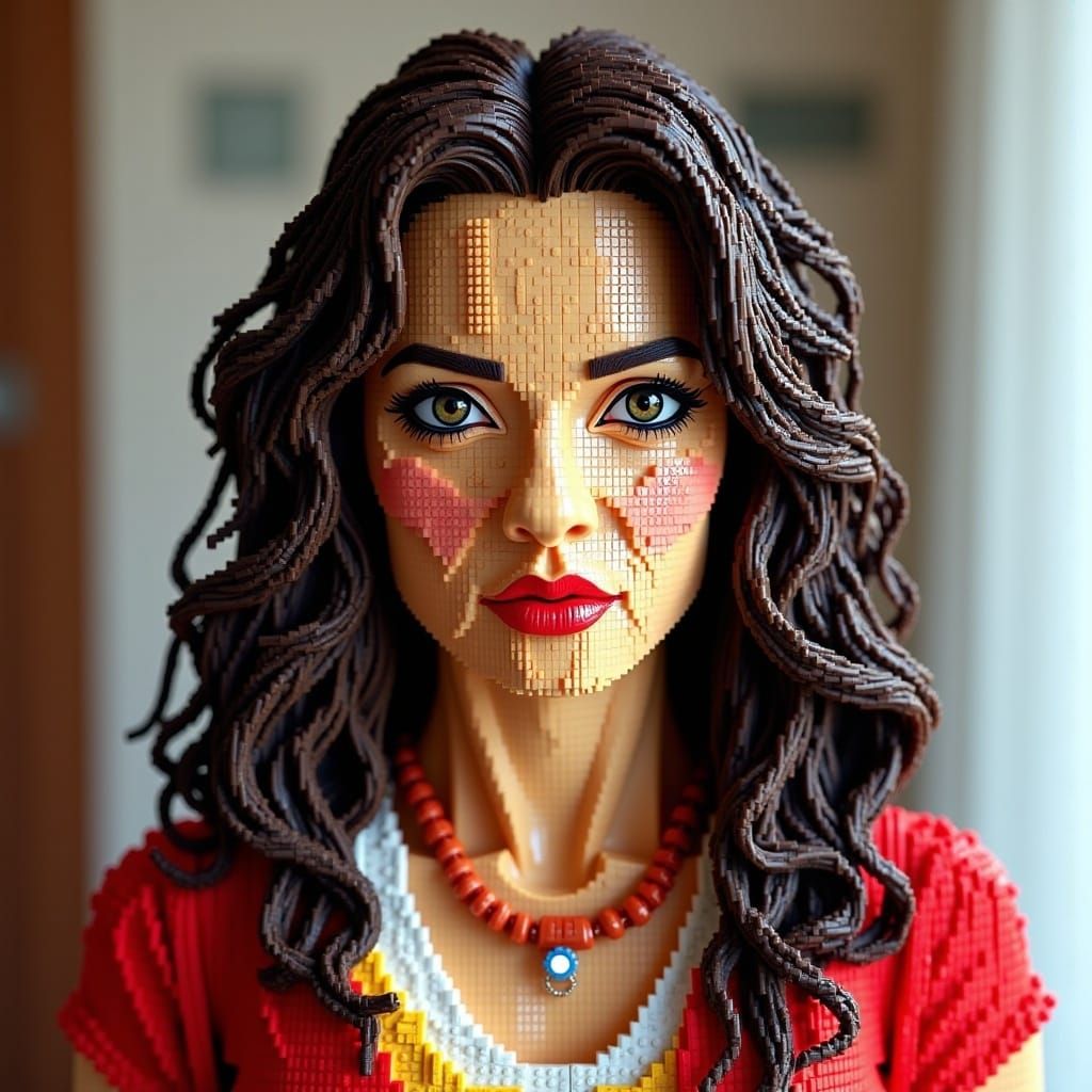 Lego Brick Portrait of Ana de Armas
