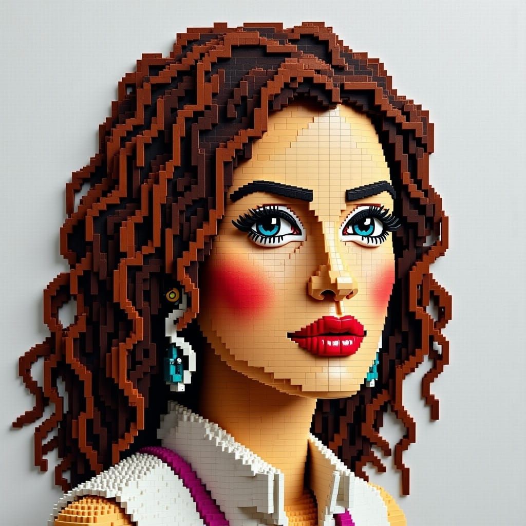 Lego Brick Portrait of Ana de Armas