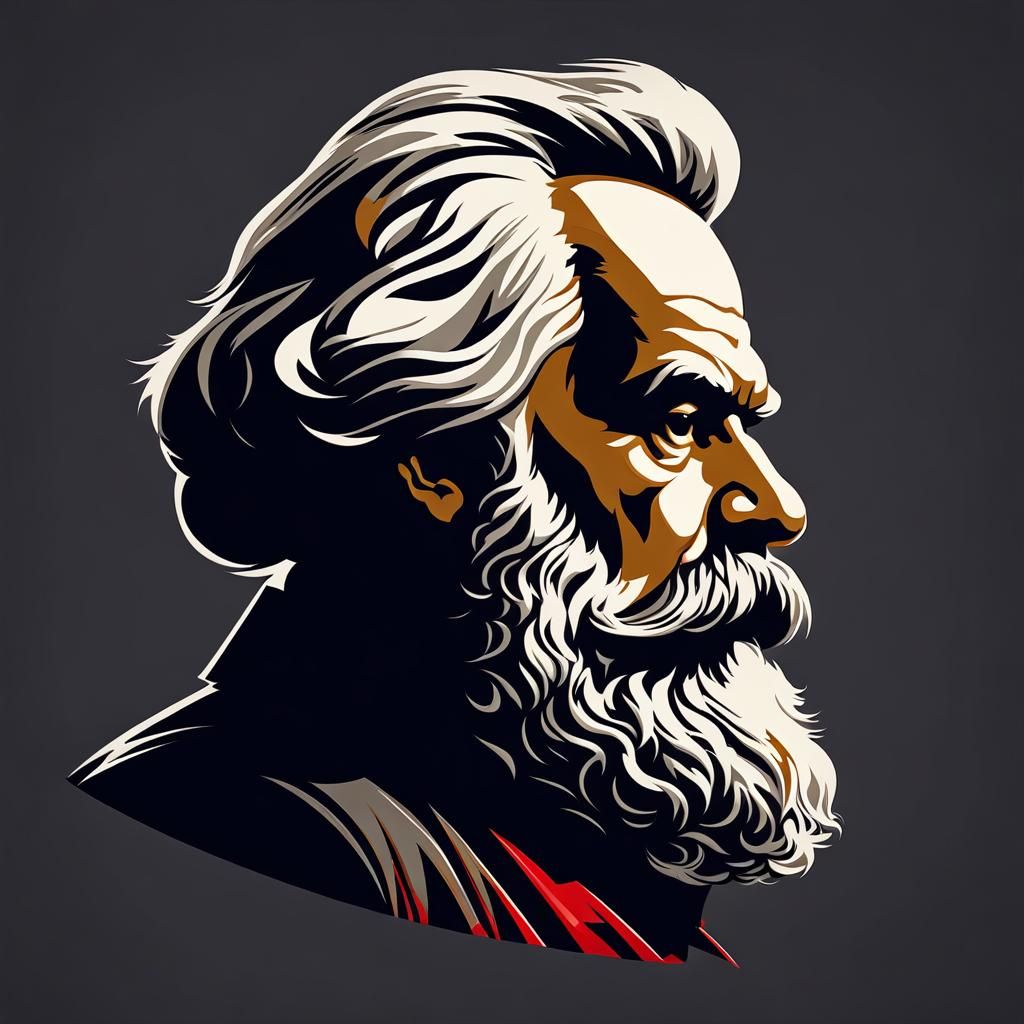 Karl Marx Side Profile Portrait