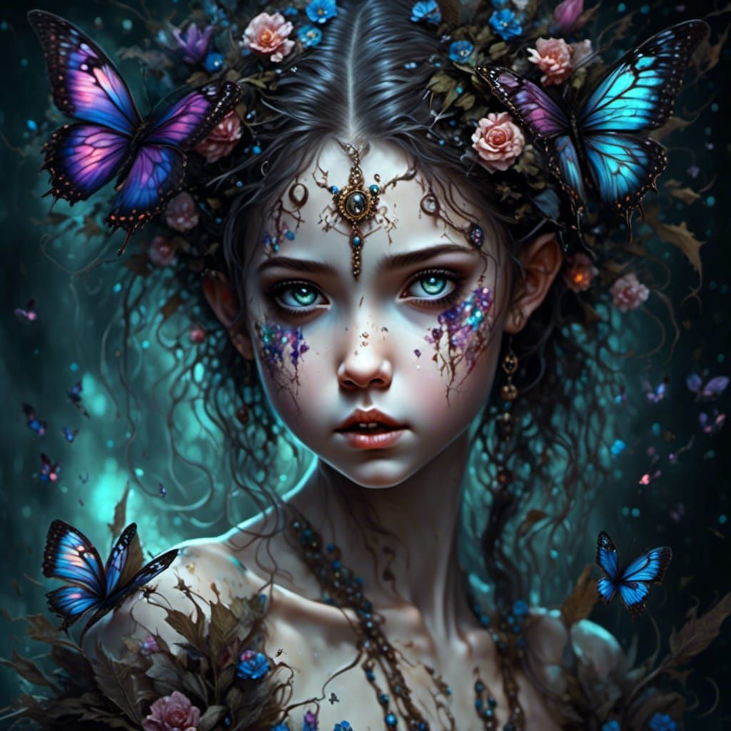 Adorable Light Pixie in the Darkness: Digital Airbrush Art