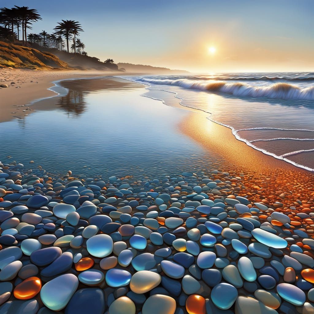 California Glass Pebble Beach at Golden Hour