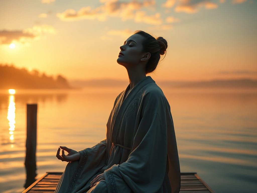 Meditative Morning on a Serene Lakeside Dock